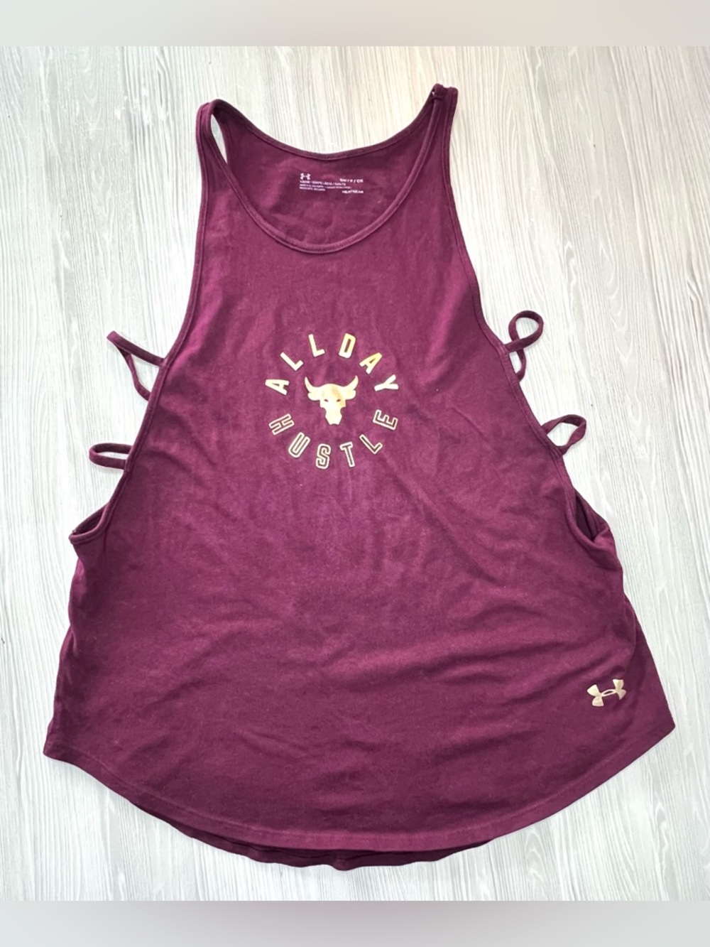 Under Armour Project Rock Size Small Tank Top Burgundy Open Sides
